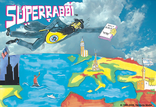 SUPERRABBI (SUPER RABBI), A New Jewish Superhero...."Faster Than A Speeding Bagel!!